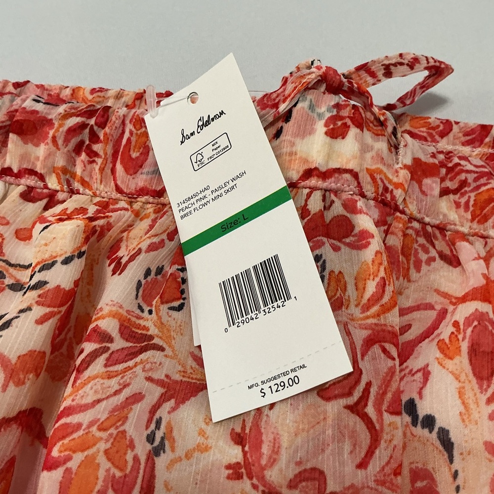Sam Edelman NWT Large Paisley Red/Orange Mini Skirt - Picture 4 of 12